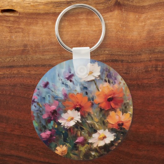 Elegante moderne bloementhema Sleutelhanger (Achterkant)