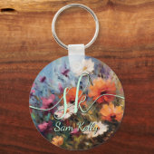 Elegante moderne bloementhema Sleutelhanger (Voorkant)