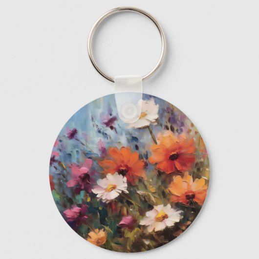 Elegante moderne bloementhema Sleutelhanger (Achterkant)