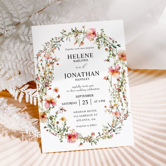 Elegante moderne bloementuin Wildflower bruiloft Kaart