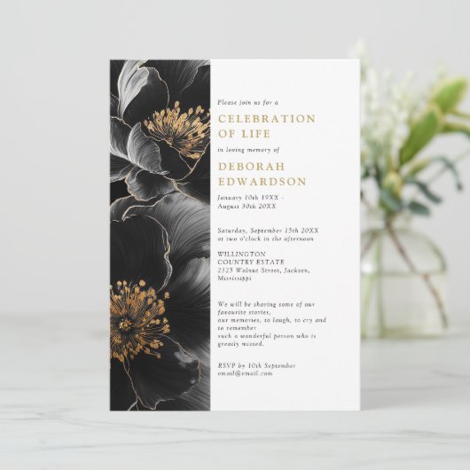 Elegante moderne bloemenviering van het leven Foto Kaart (Staand voorkant)