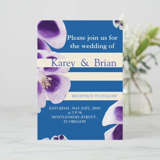 Elegante moderne bloemfoto, bruiloft uitnodiging (Staand voorkant)