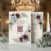 Elegante Moderne Bloemige All-in-One QR-code Trouw Kaart