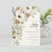 Elegante Moderne Bloemige Baby Shower Kaart (Staand voorkant)