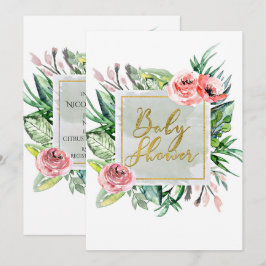 Elegante moderne bloemige babyshower uitnodigingen