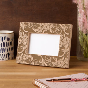 Elegante moderne bloemige botanische patroon houte gegraveerde lijstjes