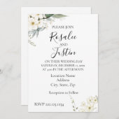 Elegante moderne bloemige bruiloft uitnodiging (Voorkant / Achterkant)