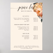 Elegante, moderne, bloemige pioen prijslijst poster (Voorkant)