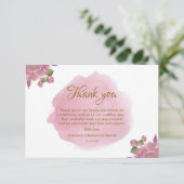 Elegante moderne bloemige roze bruiloft dank u kaa bedankkaart (Staand voorkant)