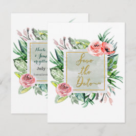Elegante moderne bloemige save-the-date uitnodigin kaart