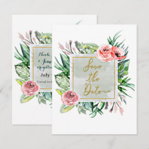 Elegante moderne bloemige save-the-date uitnodigin kaart