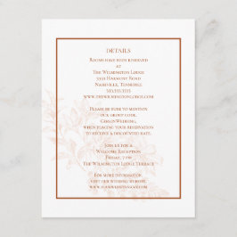 Elegante moderne bloemige Terra Cotta bruiloft det Informatiekaartje