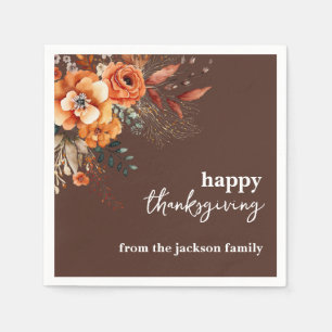 Elegante moderne bloemige Thanksgiving bruin Servet
