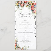 Elegante moderne bloemige trouwmenu menu (Voorkant)