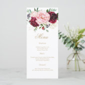 Elegante moderne bloemige waterverf menu (Staand voorkant)