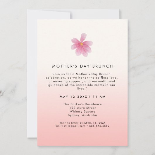 Elegante moderne bloemrijke BRUNCH op moederdag   Kaart (Voorkant)