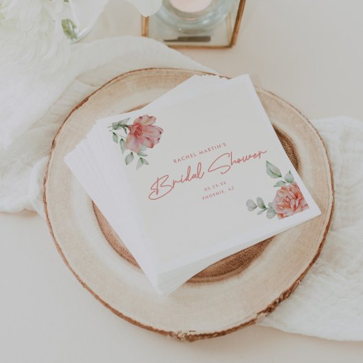 Elegante moderne bloemrijke script bruidsfeest bru servet