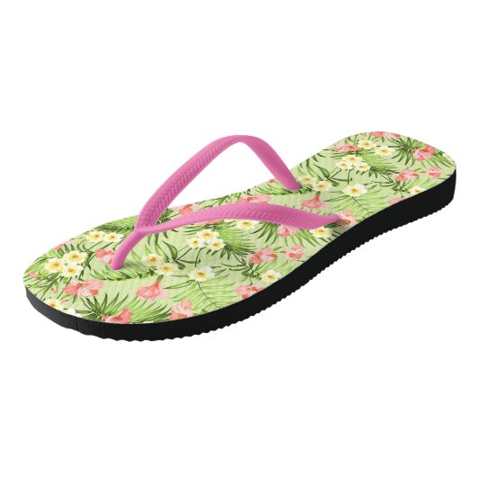 Elegante moderne bloemrozen Flip Flops (Schuin)