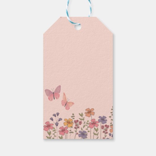 Elegante moderne bloemvlinders Vrijgezellenfeest Cadeaulabel (Achterkant)