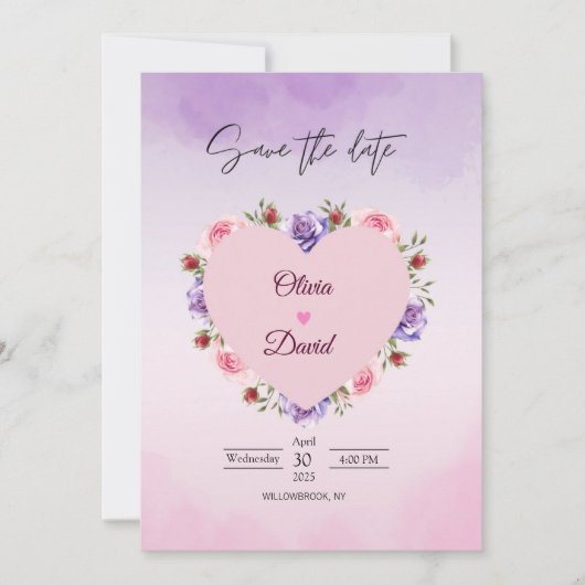 Elegante moderne blos bloemenbruiloft save the dat save the date (Voorkant)