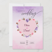 Elegante moderne blos bloemenbruiloft uitnodiging (Voorkant)