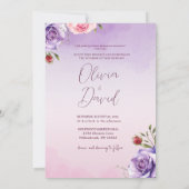 Elegante moderne blos bloemenbruiloft uitnodiging (Achterkant)