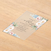 Elegante moderne blos botanische bloemen bruiloft acryl uitnodigingen (Laagn)