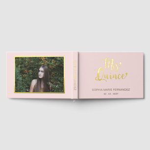 Elegante moderne blush foto Quinceañera Gastenboek