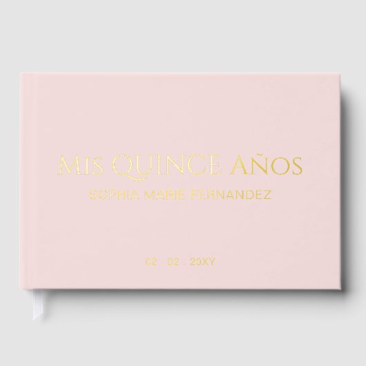Elegante moderne blush quinceañera gastenboek (Voorkant)