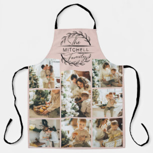 Elegante moderne blush roze familie fotocollage schort