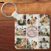 Elegante moderne blush roze familie fotocollage sleutelhanger (Voorkant)