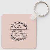 Elegante moderne blush roze familie fotocollage sleutelhanger (Achterkant)