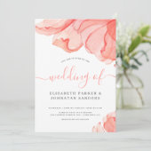 Elegante moderne blush roze waterverf bruiloft kaart (Staand voorkant)