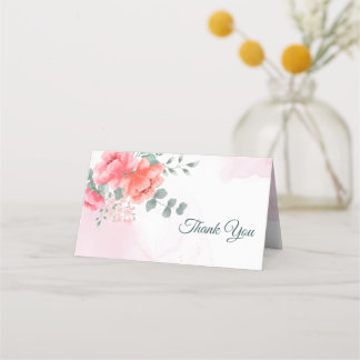 Elegante moderne blush roze waterverf dank u plaatskaartje