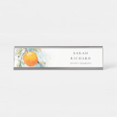 Elegante moderne Boho Abstracte schetsmatige Oranj Bureau Naambordje (Voorkant)