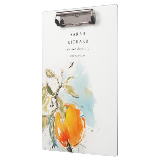 Elegante moderne Boho Abstracte schetsmatige Oranj Klembord (Links)