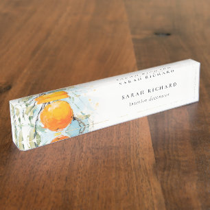 Elegante moderne Boho Abstracte schetsmatige Oranj Naambordje