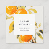 Elegante moderne Boho Abstracte schetsmatige Oranj Vierkante Visitekaartje (Voorkant)