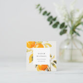 Elegante moderne Boho Abstracte schetsmatige Oranj Vierkante Visitekaartje (Staand voorkant)