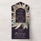 Elegante moderne boho bruiloft all in one uitnodiging (Binnen)