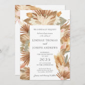 Elegante moderne Boho Floral bruiloft uitnodiging (Voorkant / Achterkant)