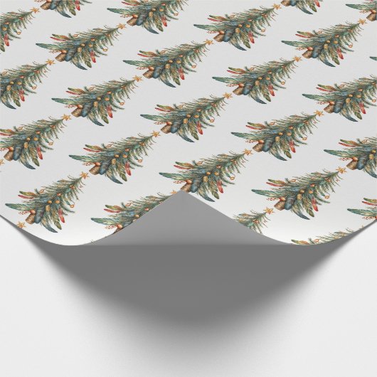 Elegante moderne Boho kerstboom Cadeaupapier (Hoek)