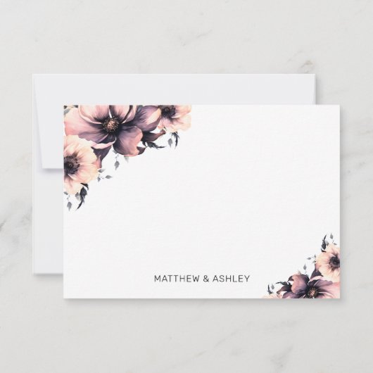 Elegante moderne Boho roze bloemenbruiloft Bedankkaart (Achterkant)