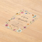 Elegante moderne Boho Wildflower bruiloft Acryl Uitnodigingen (Laagn)