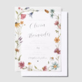 Elegante moderne Boho Wildflower bruiloft Vellum Uitnodigingen (Offset)