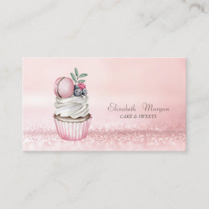 Elegante Moderne Bokeh Aquarel Cupcake Macaron Visitekaartje