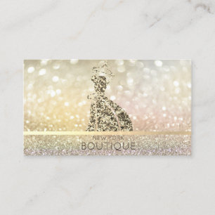 Elegante Moderne Bokeh Gouden Glitter Jurk Visitekaartje
