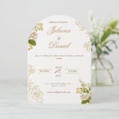 Elegante moderne boog bloem bruiloft uitnodiging  (Staand voorkant)