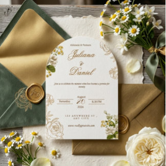 Elegante moderne boog bloem bruiloft uitnodiging