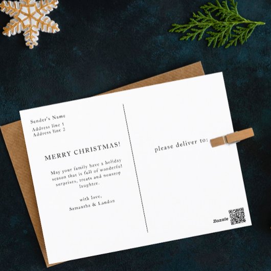 Elegante moderne boog botanische kerst foto uitnod feestdagenkaart